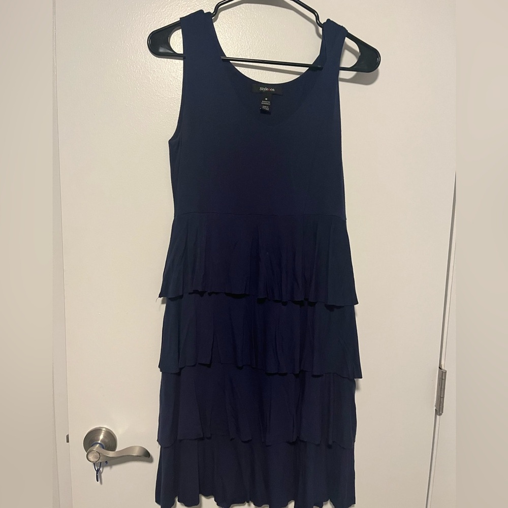 Style & Co Blue Ruffle Sleeveless Dress